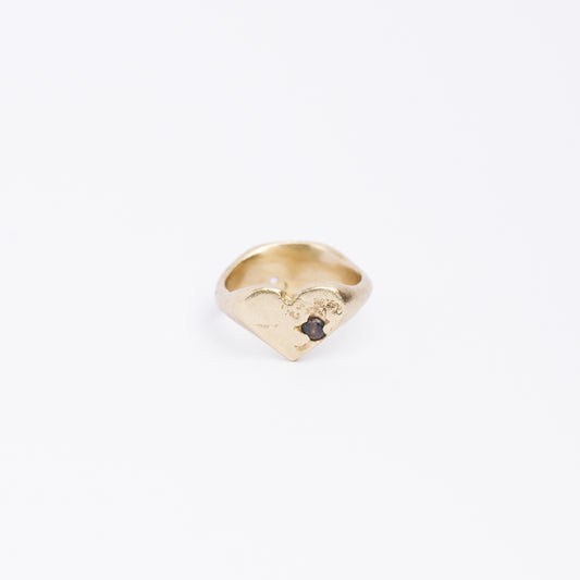 Reversible Heart & Signet Ring - Brass or Gold